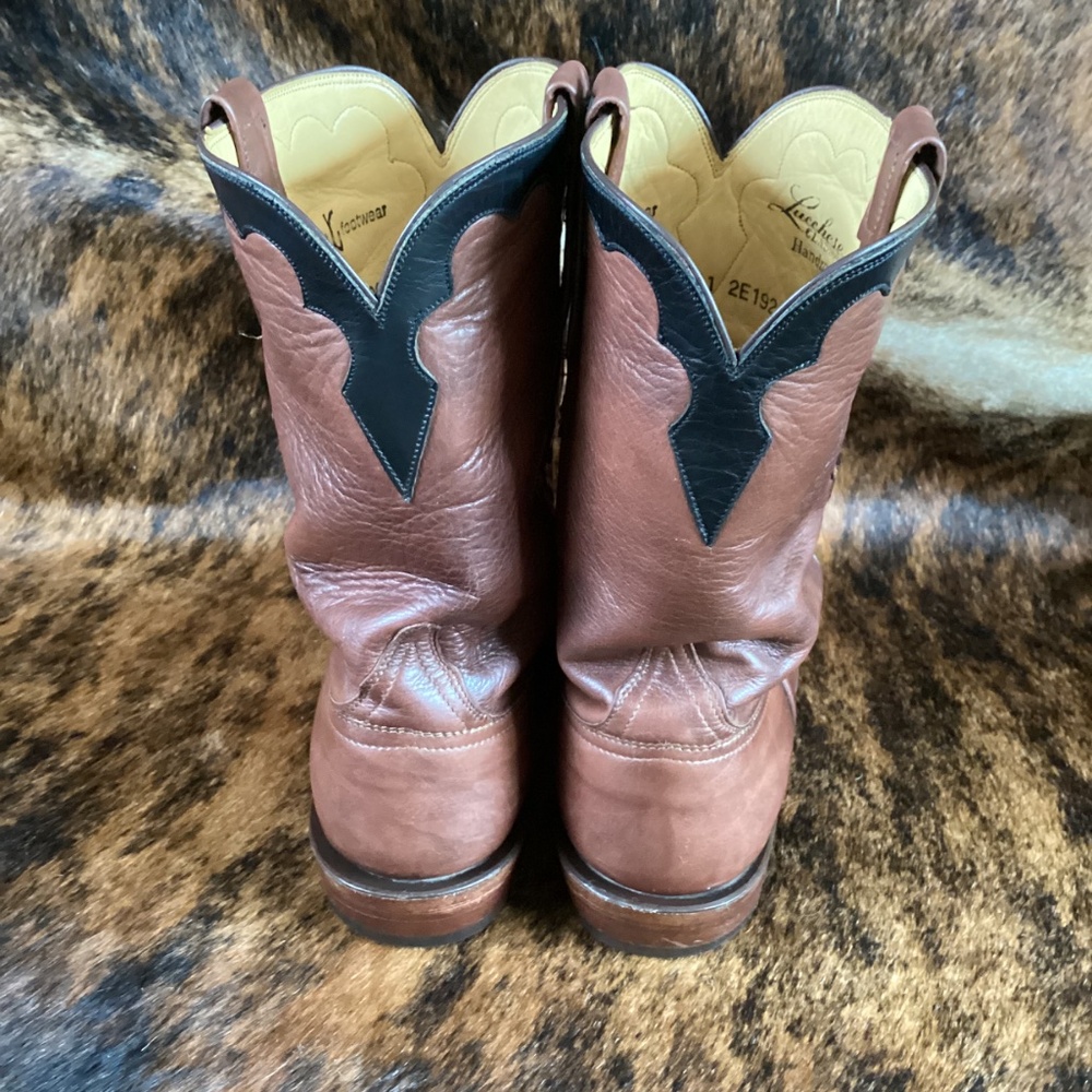 Lucchese X J Gilbert Cowboy Western Roper Boots Brown Size 11 Made In USA RARE! - Picture 4 of 12